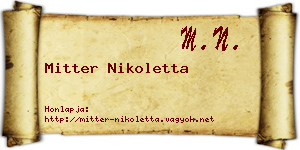 Mitter Nikoletta névjegykártya